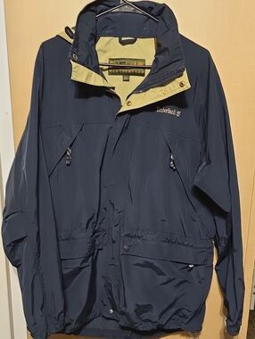 Timberland Weathergear Navy Heavy Jacket with Tan Contrast Lining Vintage 90s